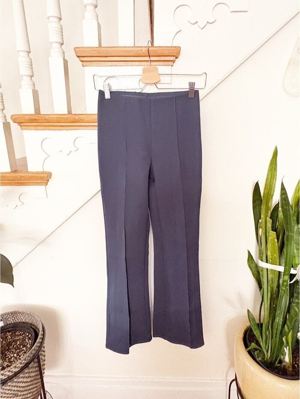 OYSHO Flare Leggings Navy Blue Gray High Rise Stretch Knit Yoga Pull On Size M